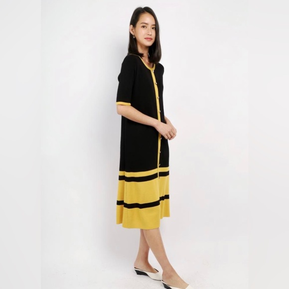 NWT Satine Knit Dress in Black Yellow (in original packaging; see last photos) - Picture 6 of 11